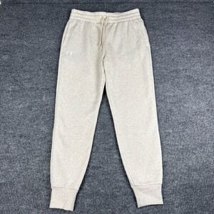 Under Armour Rival Fleece Joggers Womens M Heathered Cream Athleisure NWT